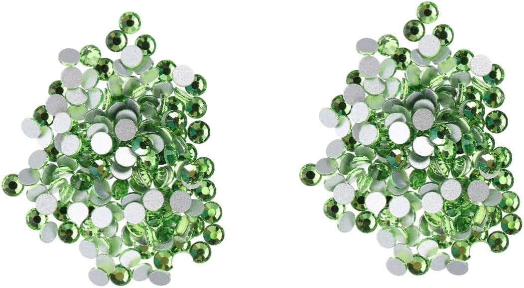 Housoutil 2 Sets Nail Rhinestones Nail Decor Ornament Decoration Rhinestones for Nails Adhesive DIY Nail Beads Pile Nail Accessories Rhinestones for Makeup Manicure Accessories Green Glass