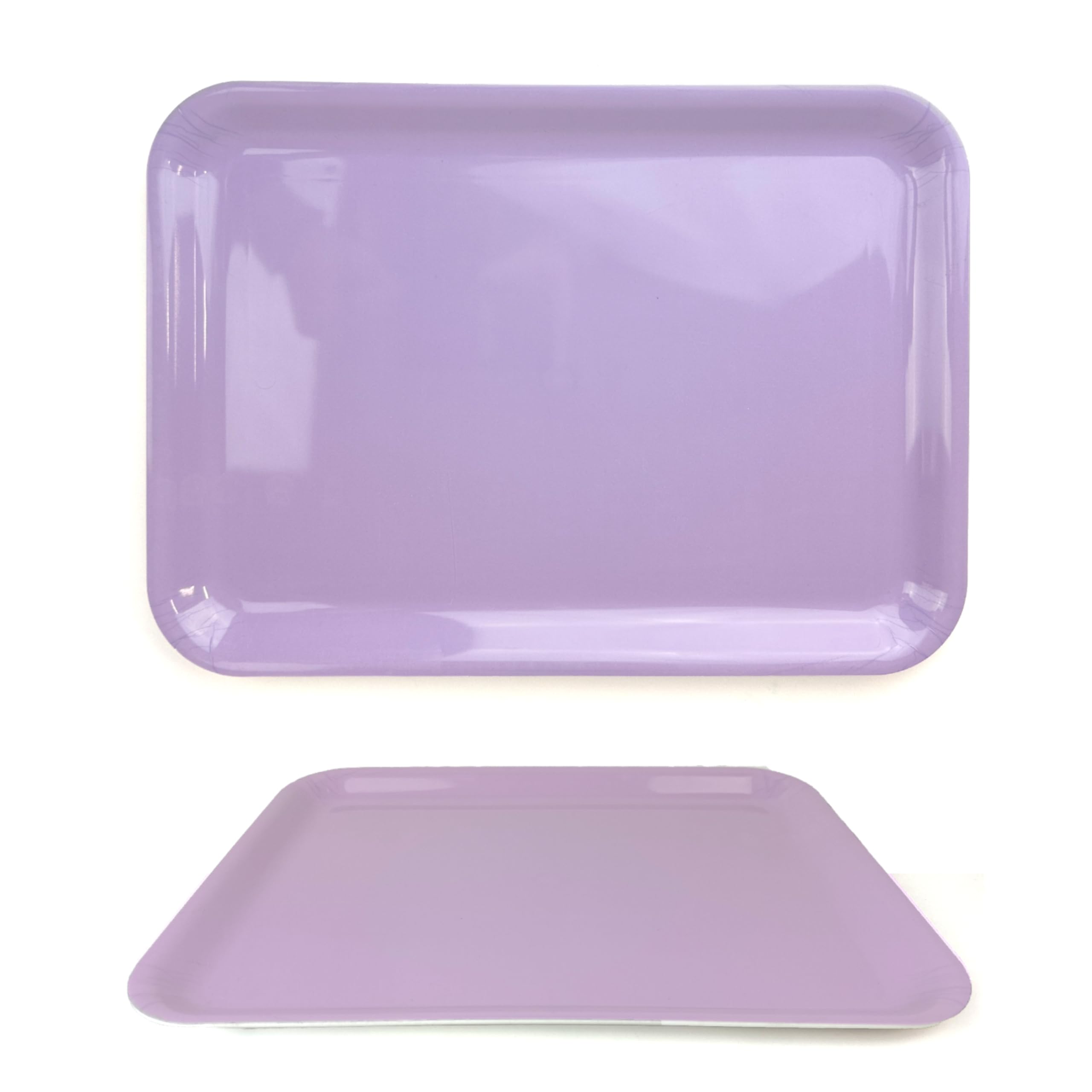 Lizzy Pastel Serving Tray Regular Rectangular (L36 x W26cm) | Dinner or Drinks Serving Trays Easy Grip Handles Ideal for Food Prep, Tea, Breakfast in Bed (1, Lilac)