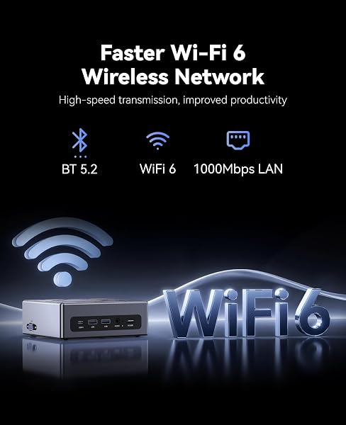 NiPoGi CK10 Mini PC Ιntel Core i5-12600H(12C/16T/Max 4,5GHz/18MB Cache) Dual Slots 32Go DDR4 1TB M.2 NVMe SSD Ordinateur de Bureau 4K Triple Display 2 HDMI+VGA/WiFi6/BT5.2/RJ45/Type C - 5