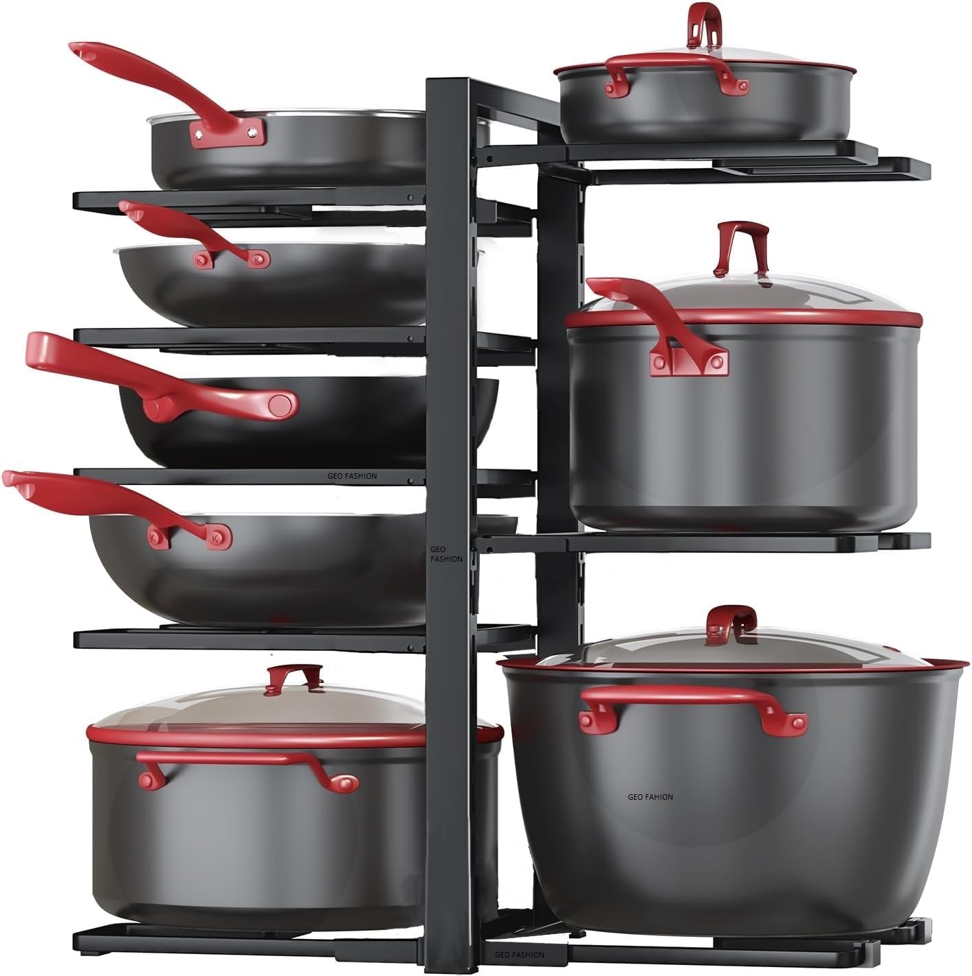 Heavy 8-Tier Duty 21" Height Adjustable Multipurpose Pots and Pan under Cabinet for under Cabinet for Big Stockpots, Dutch Ovens, Cast-iron Pans, Heavy Cookware (BIG-21 H-Heavy Duty)