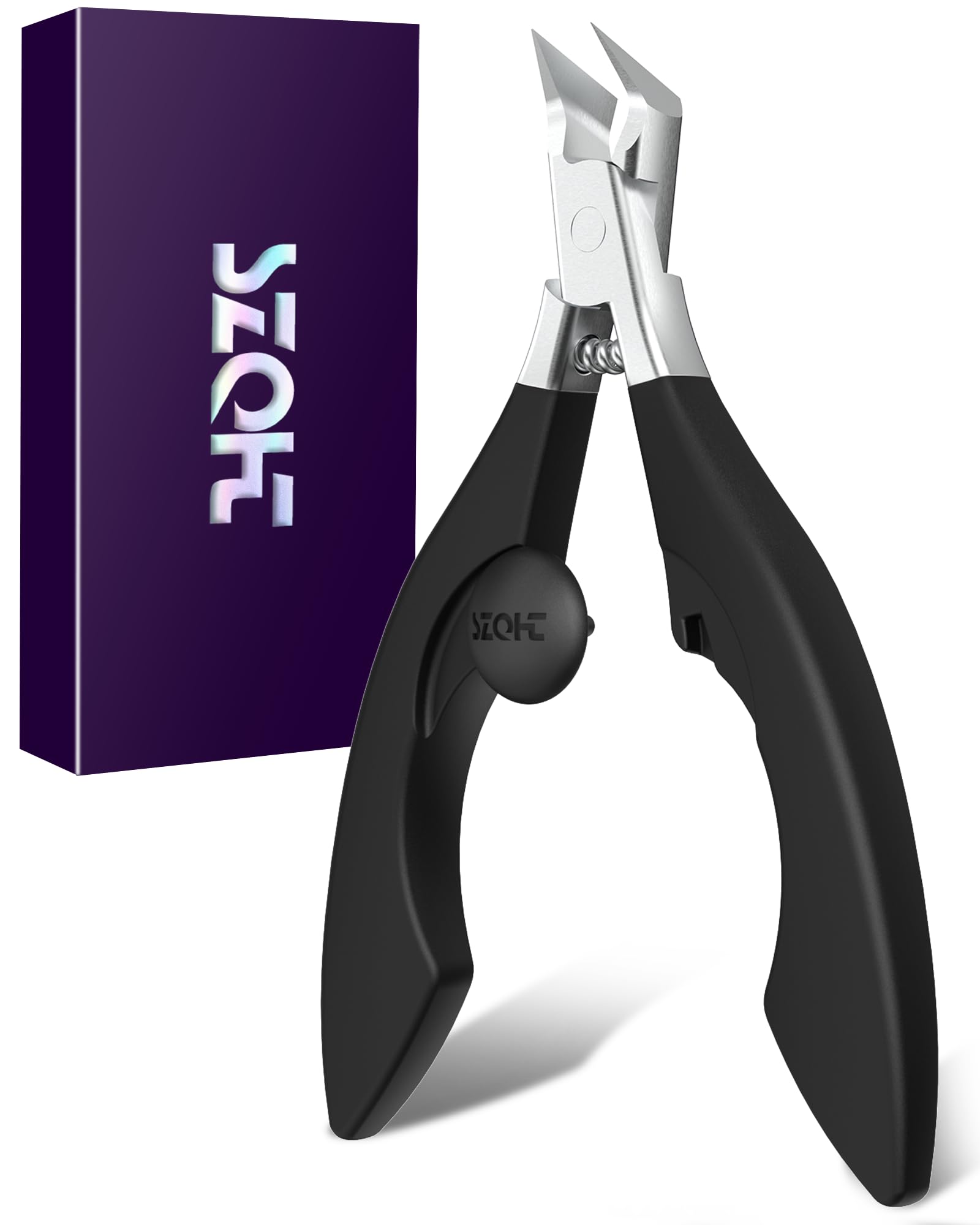 SZQHT Nail Clippers for Thick Toenails Fingernails Straight Edge Stainless Steel Cutter with Safety Lock Ergonomic Grip Professional