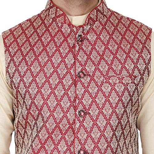 Image of Badoliya & Sons Men's Brocade Zari Nehru Jacket /Waist Coat