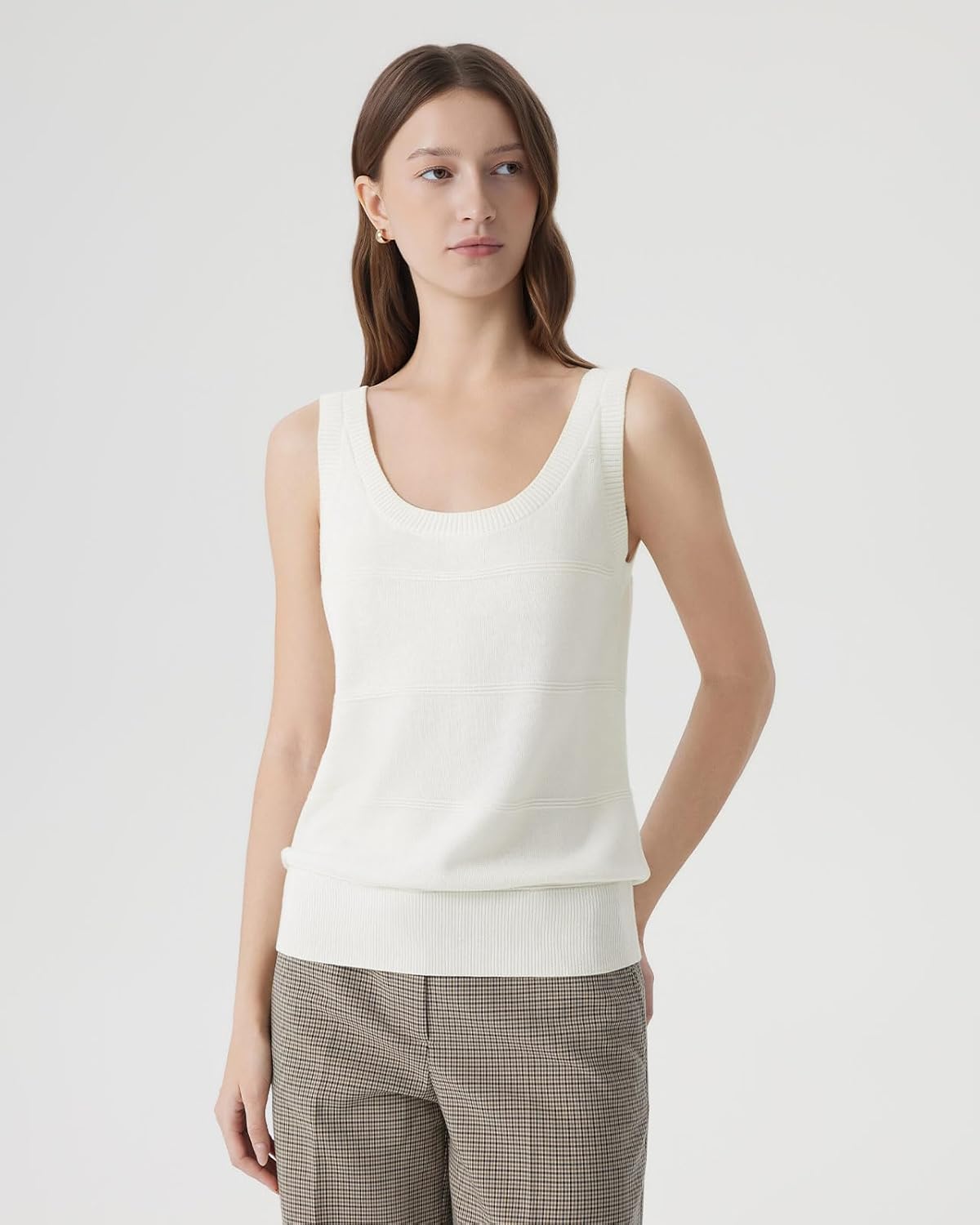 SUUKSESS Women Silk Cashmere Blend Scoop Neck Knit Summer Sweater Lightweight Tank Tops - Image 4