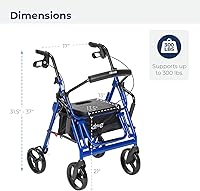 Vista 8 de Drive Medical 795B Duet Silla de Transporte Plegable y Andador Caminador, Azul