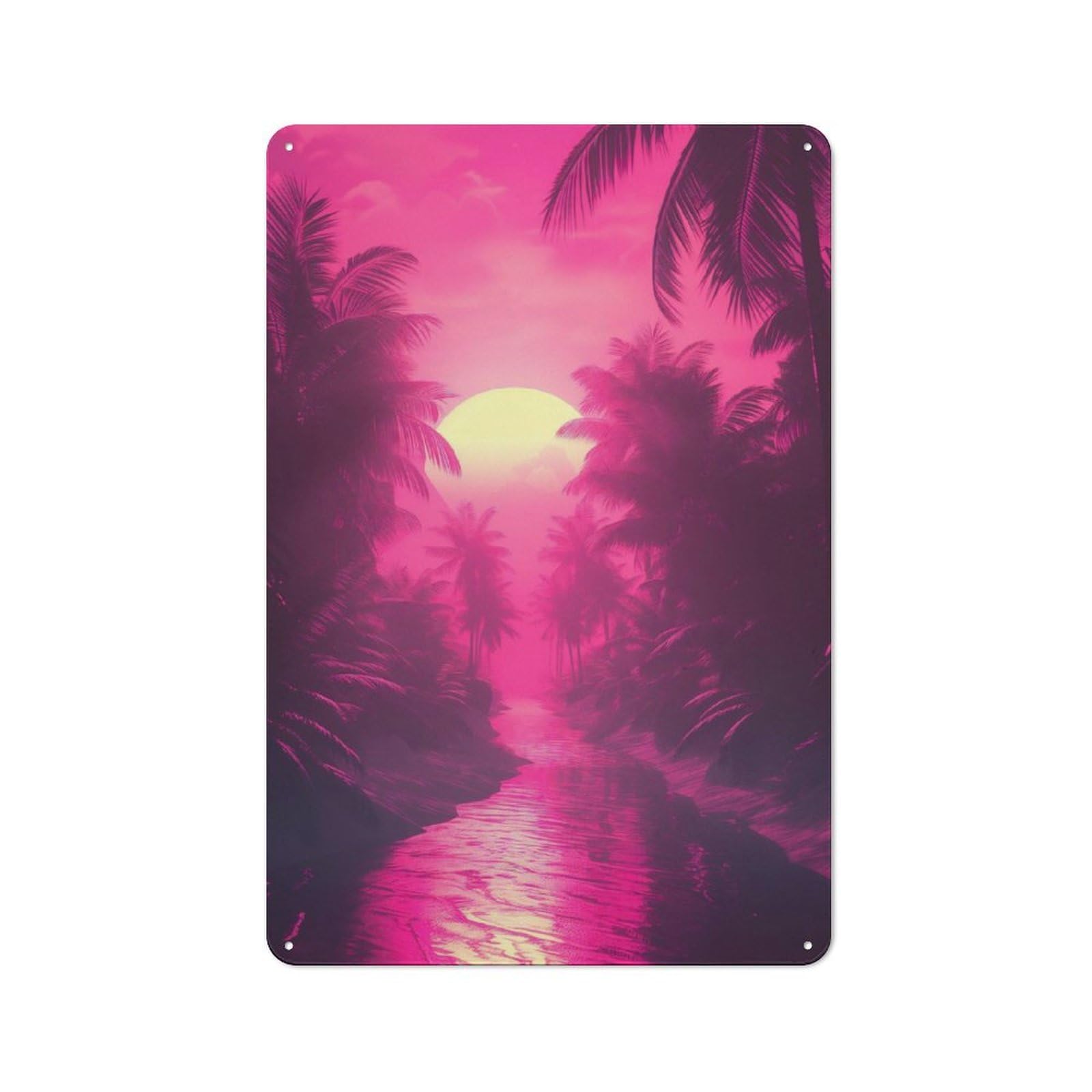 Junmoney Tropical Synthwave Dreams Vintage Tin Sign 30X20cm For Pub Or Café, For Everyday Room Decor With A Vintage Look