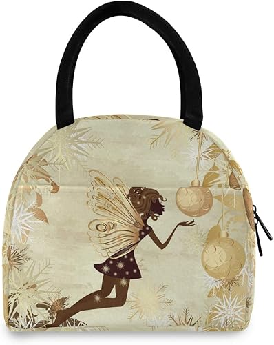 senya Bolsa de almuerzo, lonchera aislada con diseño de hada de flores, bolsa de mano para mujeres, niños, niñas, escuela, trabajo