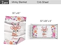 Vista 4 de Juegos de ropa de cama personalizados para cuna para niñas bebés, juego de ropa de cama personalizado para cuna con nombre, ropa de cama