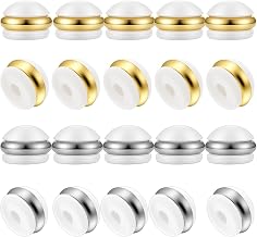 Ohrstecker Verschluss 20 Stück, Silikon Ohrring Verschluss, Flachrückseiten für Weiche Ohrstecker Rückseiten für Hängende Ohren (Gold, Silber)