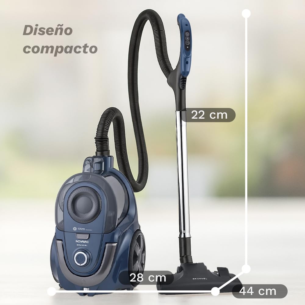 Grunkel Aspiradora de Trineo sin Bolsa 2,2 L 700W NOVAVAC | Tecnología Ciclónica 19KPA | Control Táctil en Mango | Filtro HEPA Lavable | Depósito Fácil Vaciado | Potencia Ajustable | Cable Automático