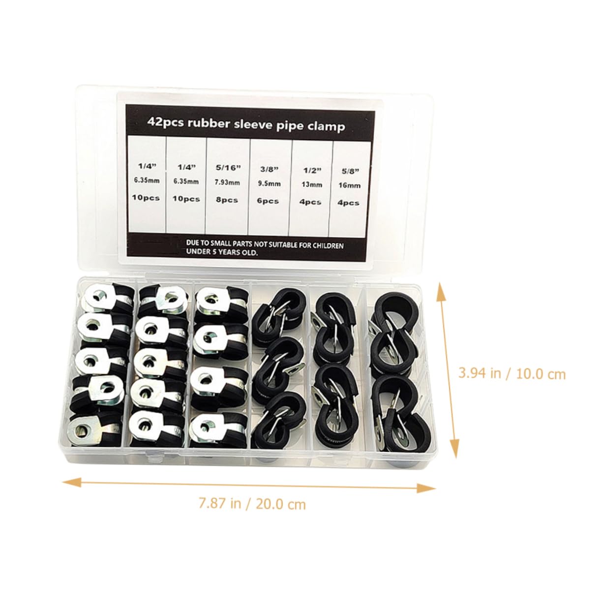 Mipcase 42pcs Rubber Sleeve Throat Hose Clamp Set Stainless Steel Cable Clamp Rubber Cushion for Wire Management