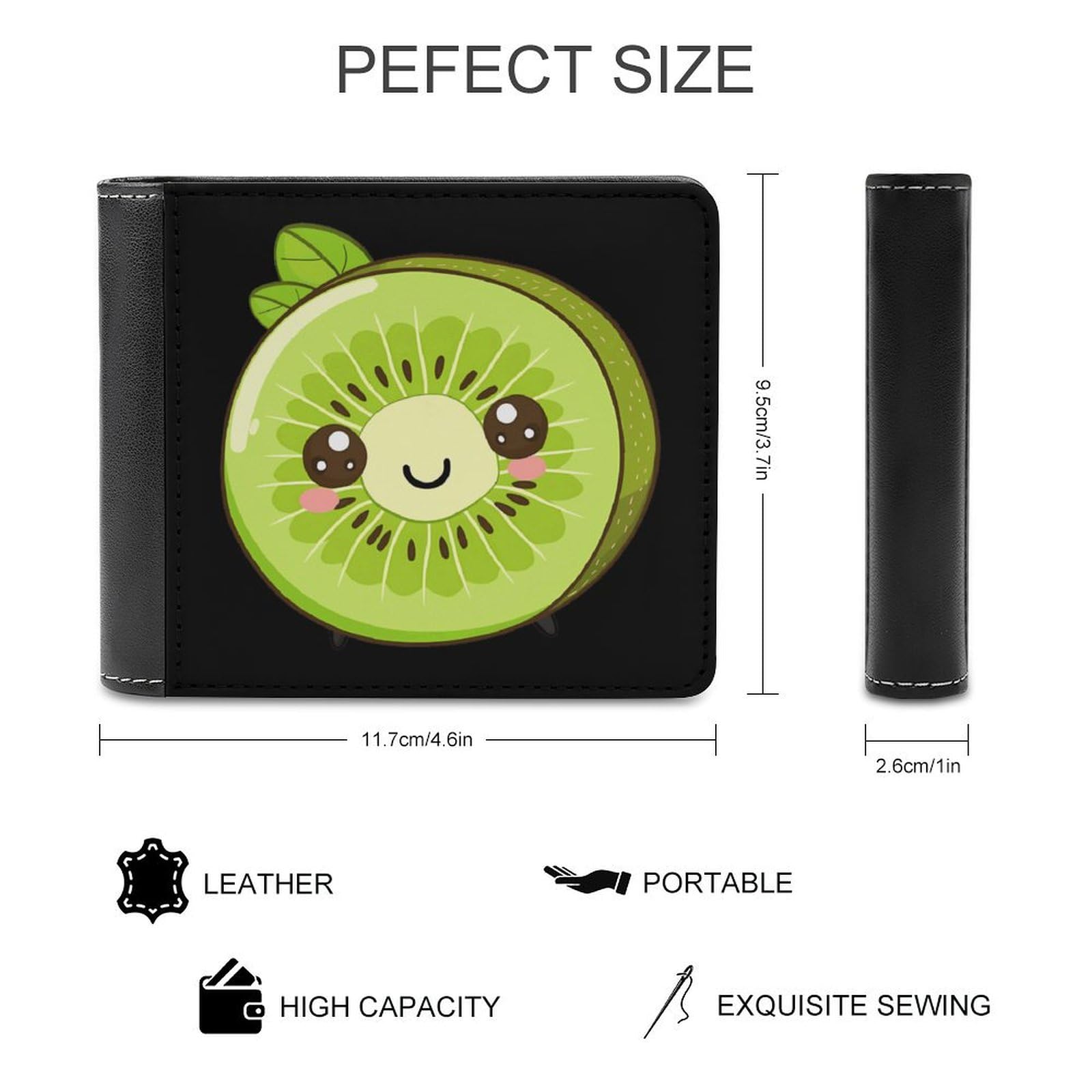Cute Kiwi Fruits Funny Billfold Wallet Credit Card Holder Slim Passcase Pouch Purse for Men Women