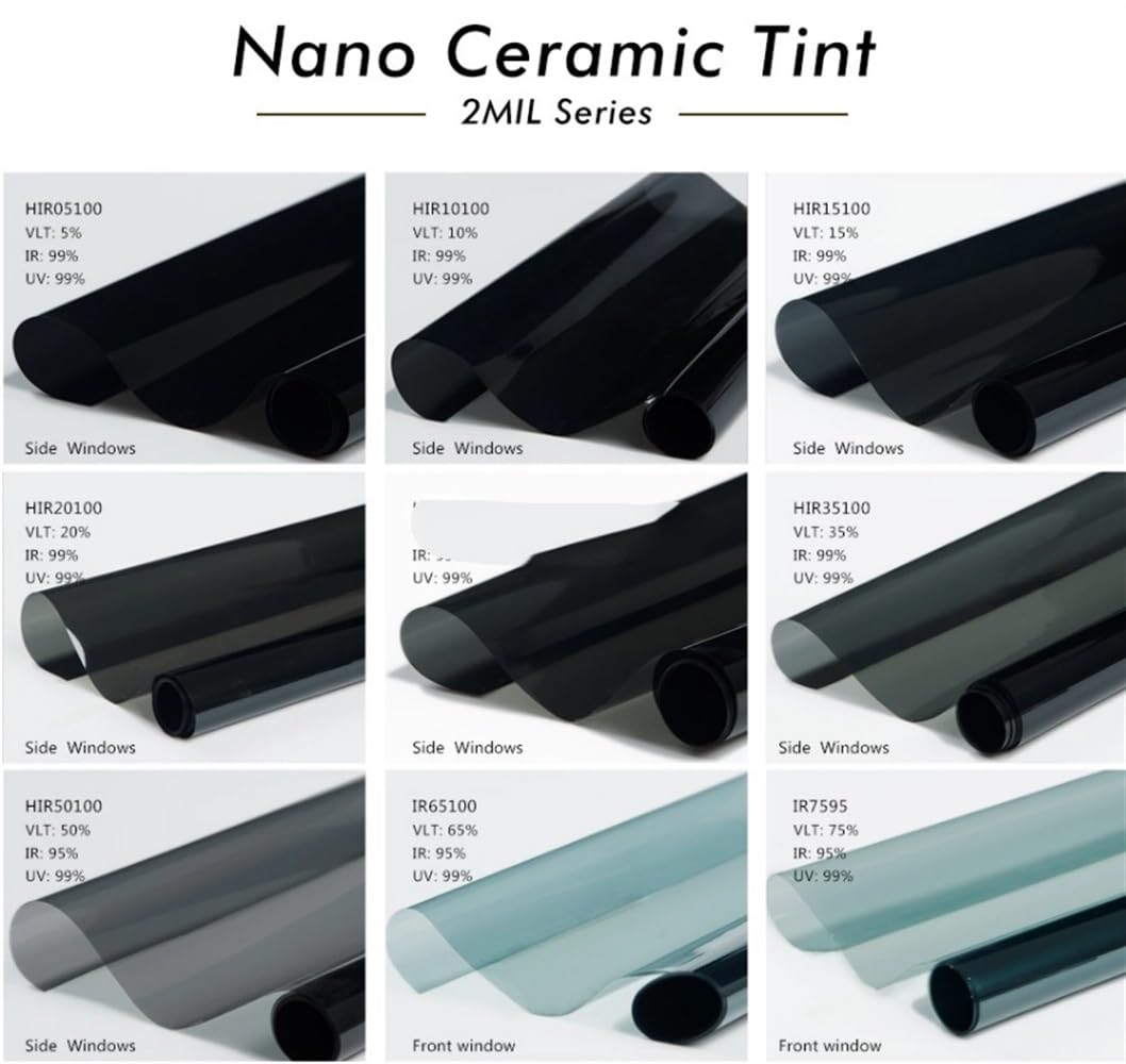 Laminas para Tintar Lunas Coche Película de nanocerámica 50 cm x 300, Resistente al Calor, for vidrios automóviles, películas Protectoras for Ventanas con Tinte Solar(IR7595)