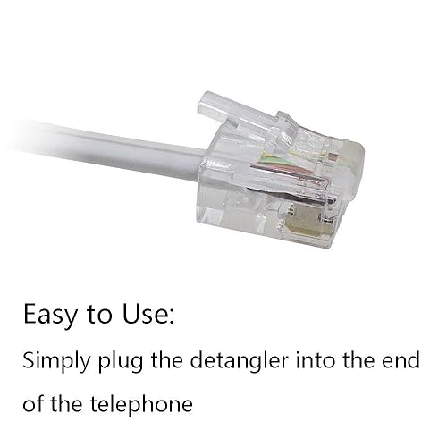 Miniatura 3 de Uvital Desenredador de cable para teléfono celular, 1 paquete de cable de teléfono fijo de 10 pies sin enrollar (1.2 pies en espiral) y 1 paquete de