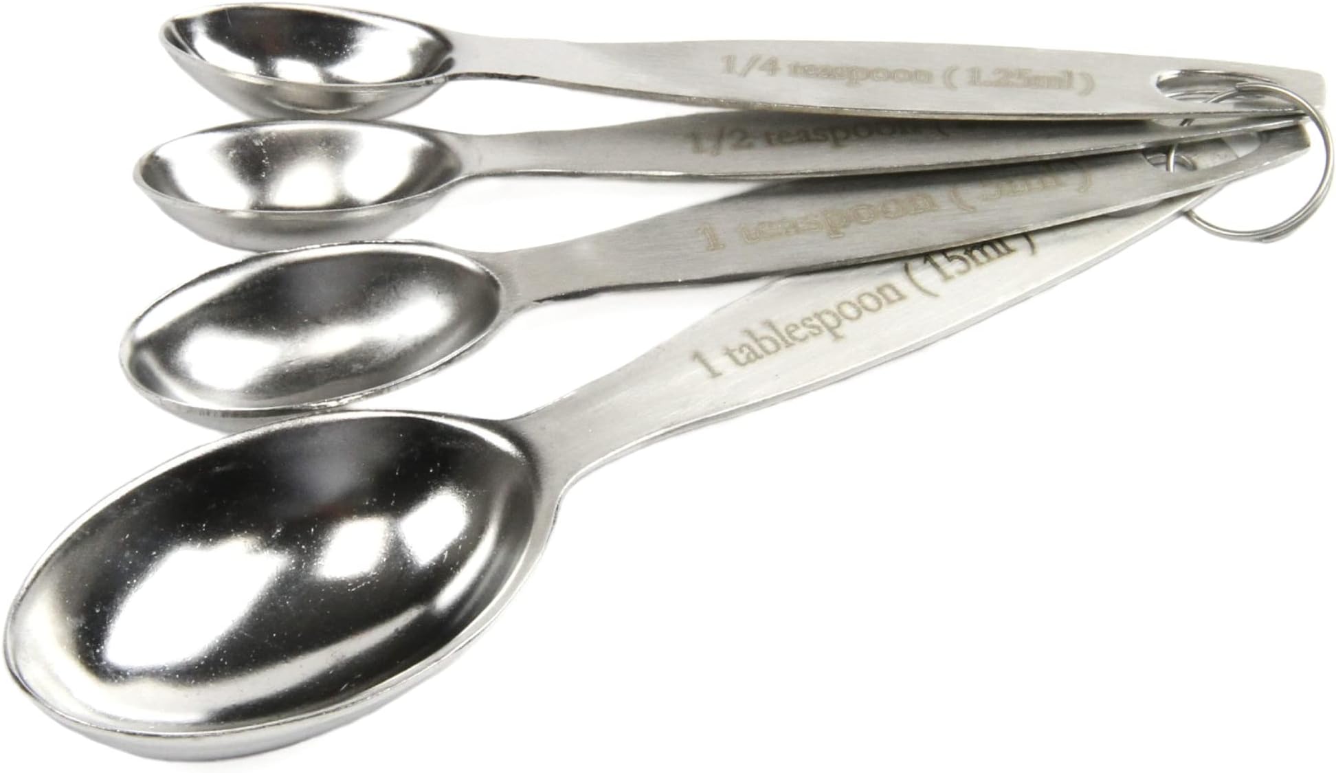 Chef Craft Select Oval Measuring Spoon Set, 1/4 tsp, 1/2 tsp, 1tsp and 1tbsp, Stainless Steel