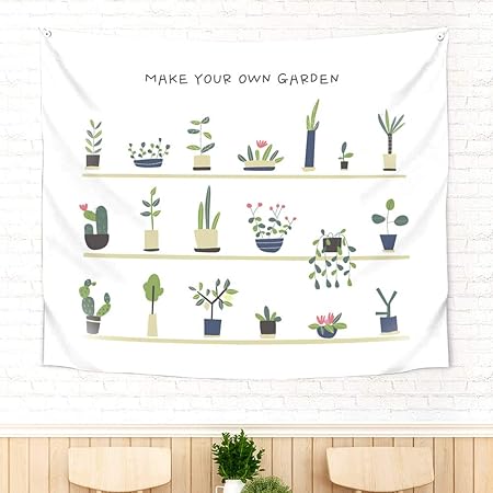 Amazon Co Jp サンサンフー タペストリー ガーデニング 150x130 北欧 かわいい おしゃれ ポスター 植物 シンプル カフェ風 花 ヒーリング インテリア 風景 壁掛け ホーム キッチン