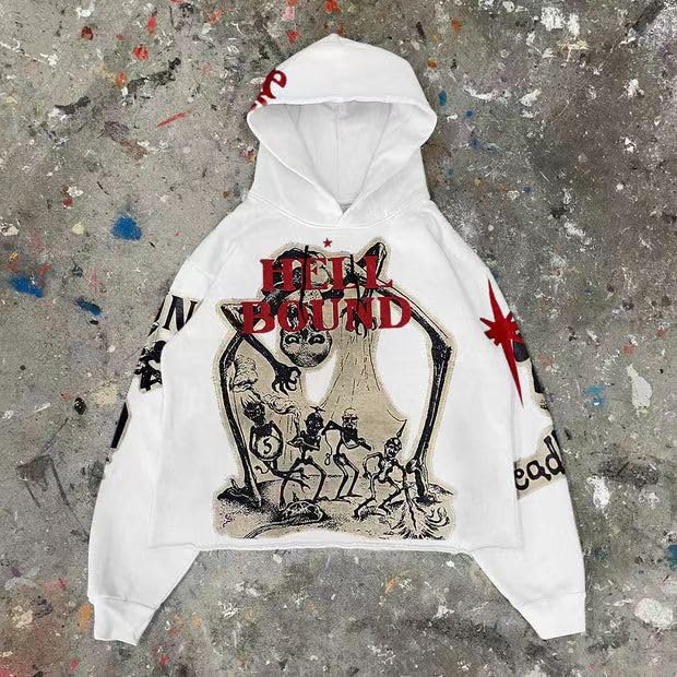 Retro Y2K Hoodie Gothic Explosive Print Skull Fashion Hoodie Men's Harajuku Men's Clothing2