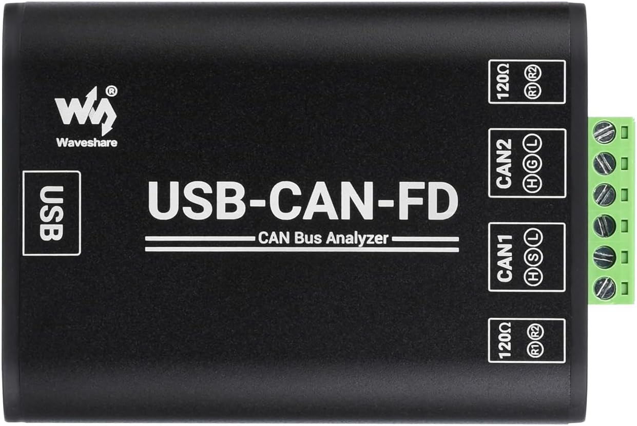Waveshare Industrial Grade CAN/CAN FD Bus Data Analyzer, USB to CAN FD Adapter, CAN/CAN FD Bus Communication Interface Card, CAN/CAN FD Protocol Data Analyzer