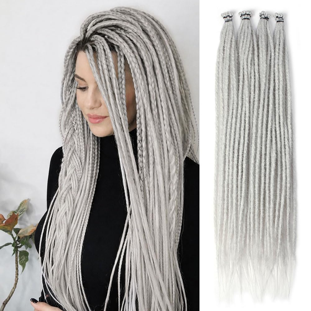 Photo 1 of Kraler 22" Light Grey Dreadlock Extensions, Single Dreads 10 Strands