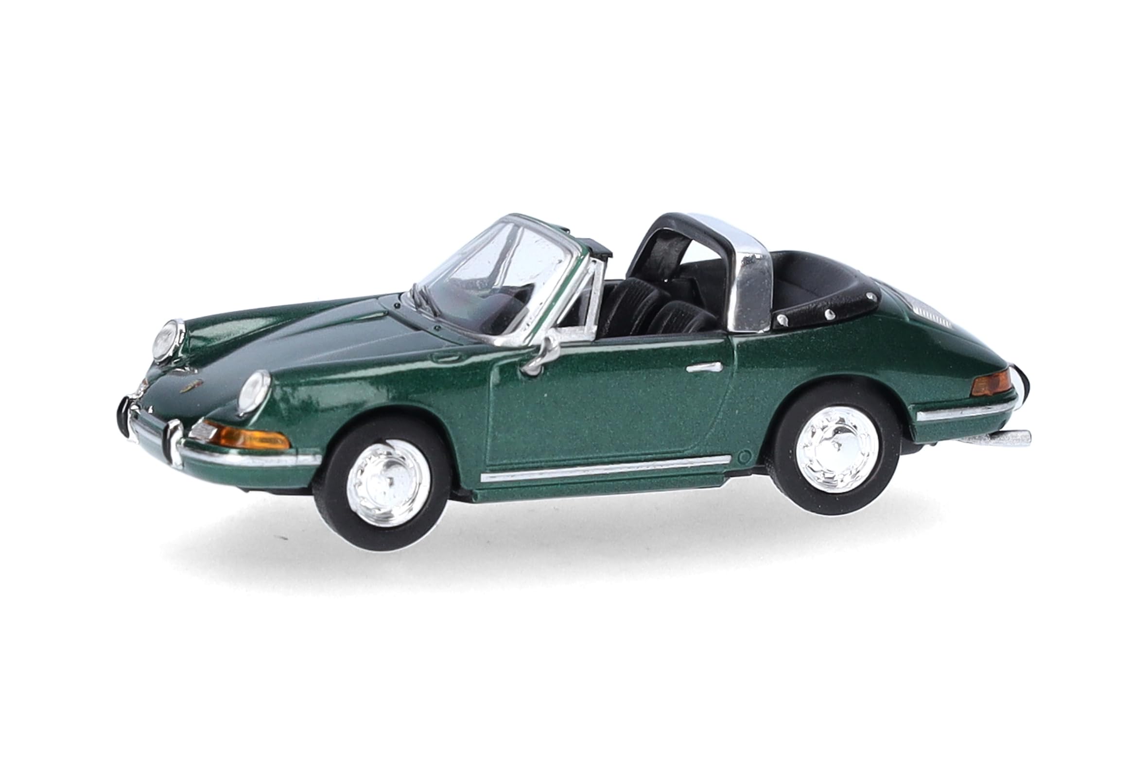 Herpa Modellauto Porsche 911 Targa, Miniatur im Maßstab 1:87, Sammlerstück, Made in Germany, Modell aus Kunststoff, Farbe: grünmetallic