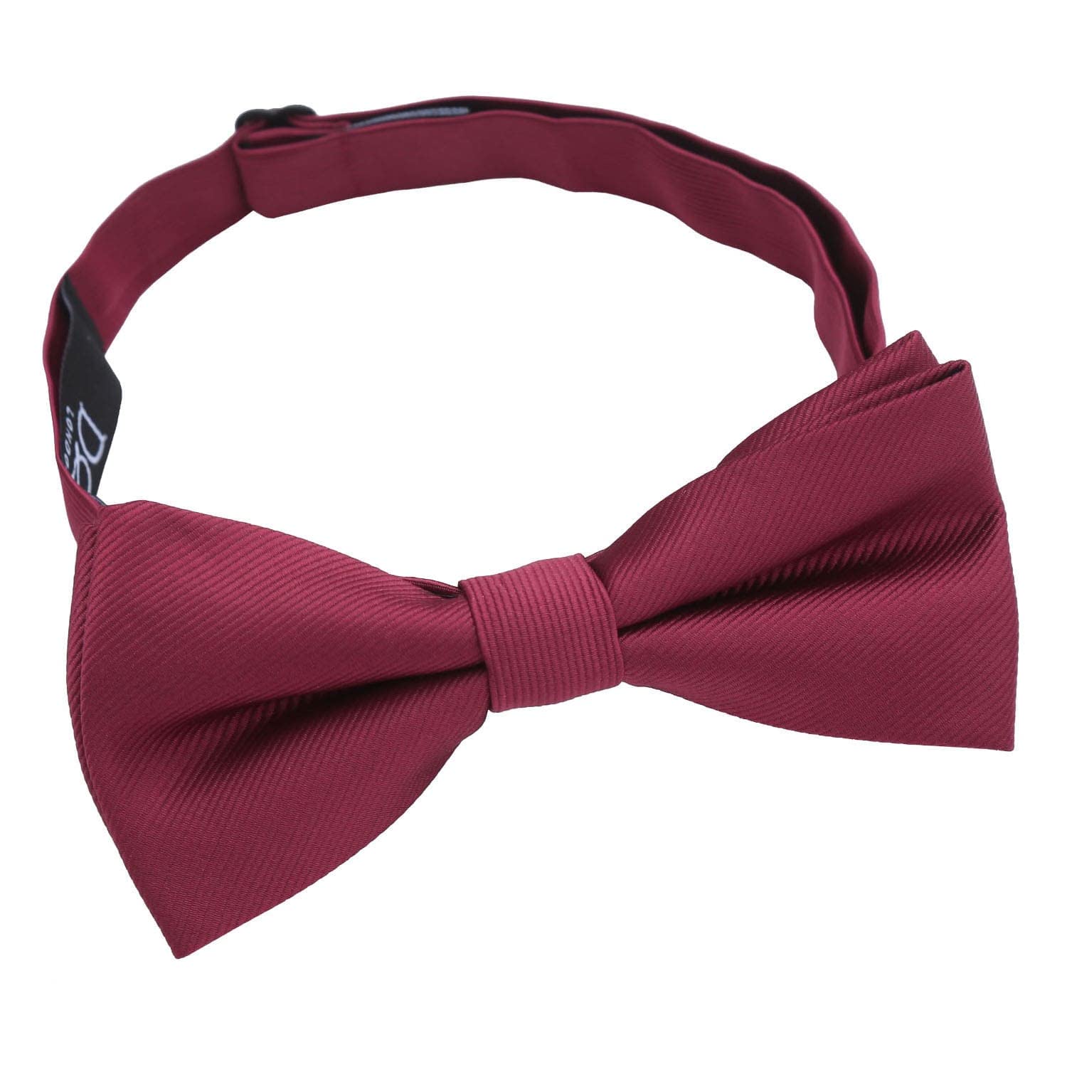 DQT Mens Plain Twill Thistle Pre-Tied Adjustable Bow Tie - Wedding, Party & Formal - Burgundy