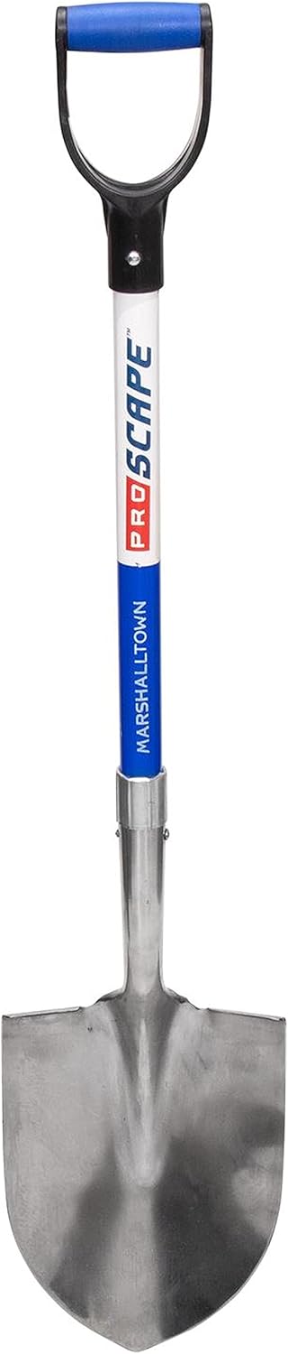 Marshalltown Proscape Stainless Steel Shovels, Round Point Type, D-Grip Handle, Resilient and Reliable, RPSSD