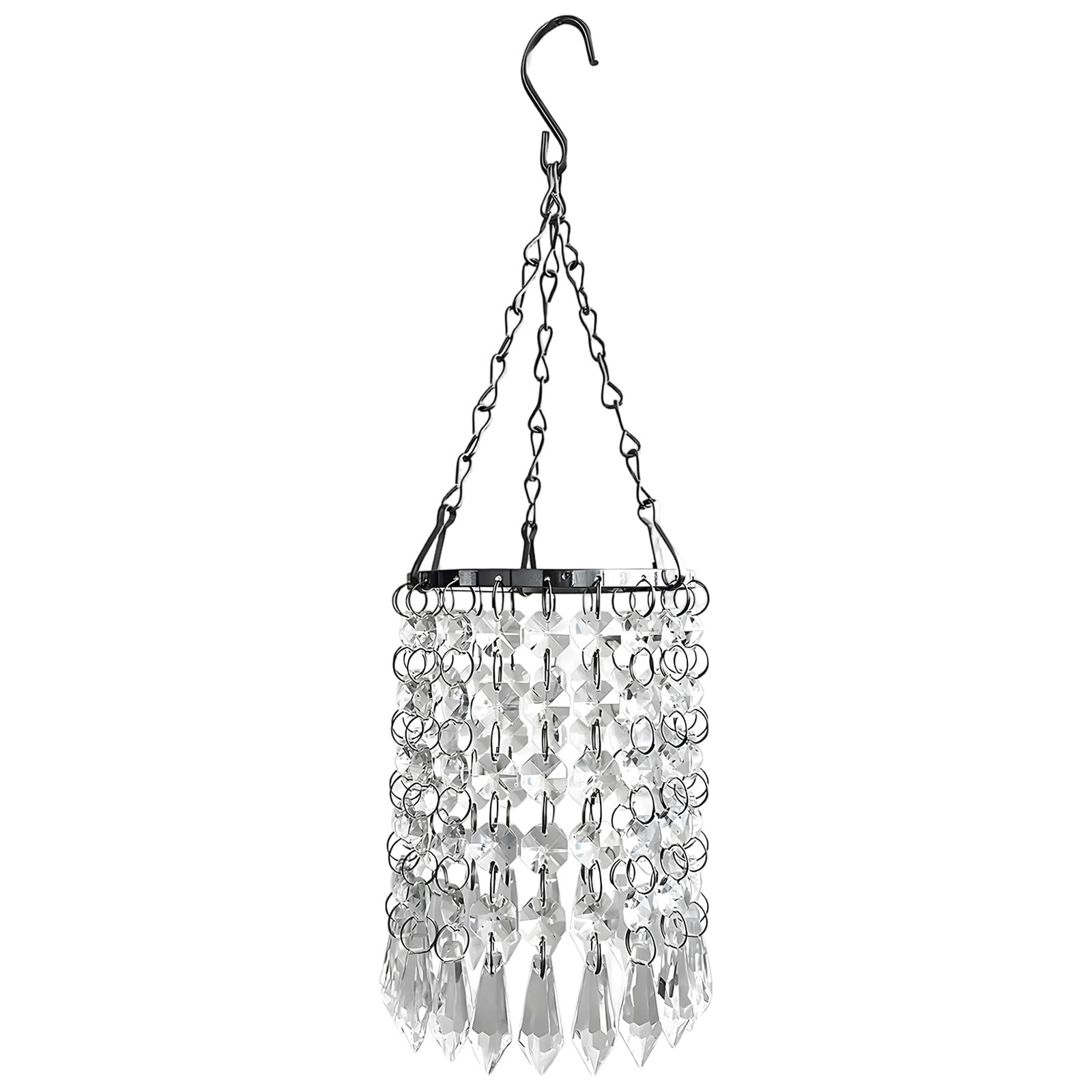 Kristall-Suncatcher mit 38 Eiszapfen-Prismen, hängender Sonnenfänger für Fenster, Büro und Garten, mehrflächige Prismen mit schwarzem Metallrahmen, für Innen und Außendeko