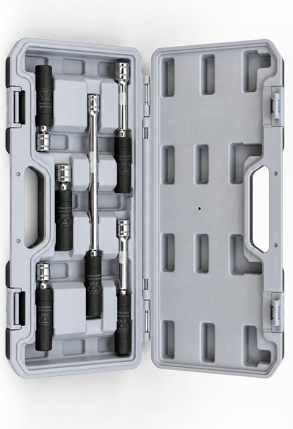 3/8” Magnetic Swivel Spark Plug Socket Set, Include 12-Point: 14MM 4-inch, 5/8-inch 4-inch, 9/16-inch 6-inch,13/16-inch 6-inch and 5/8-inch 11-inch