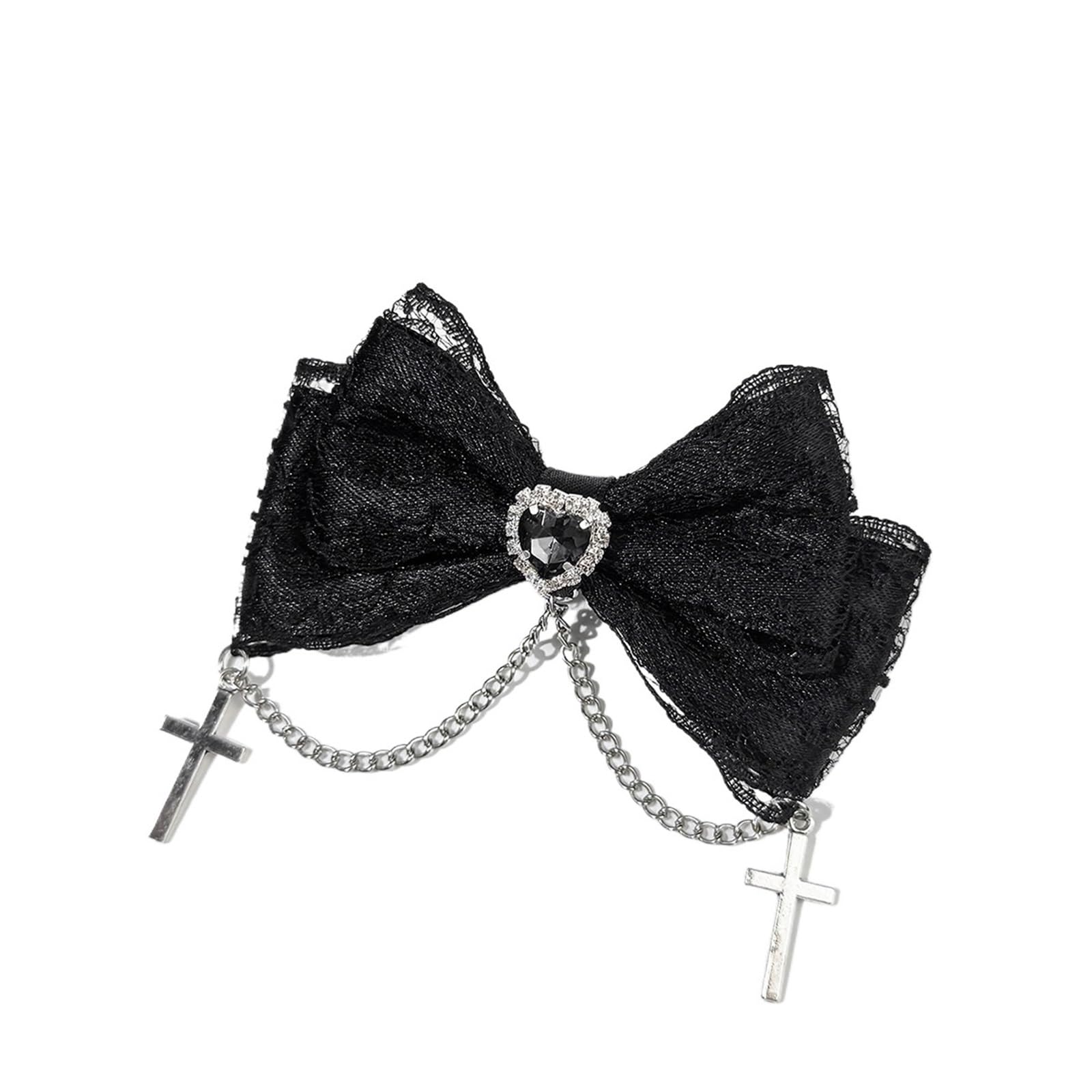 24 pinzas for el pelo con lazo bordado de encaje cruzado en forma de corazón gótico for mujer, empuñaduras laterales de moda, paquete a granel de accesorios(Color8)