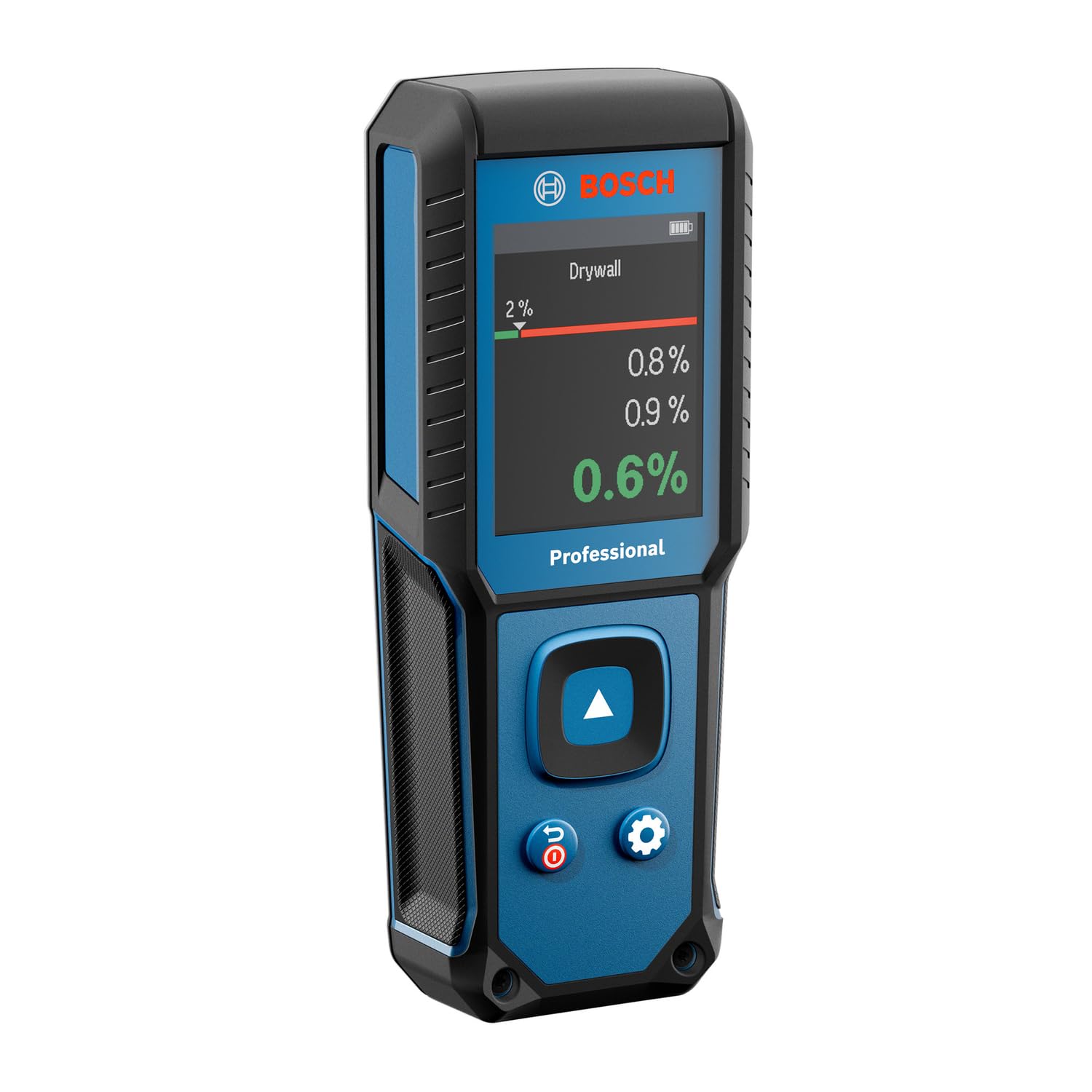 Bosch Professional Feuchtemessgerät GMM 1-15 (nicht-invasiv, misst 37 Holzarten und 10 Baustoffe, Schutzklasse IP 65, 2x AA-Batterie, Tasche)