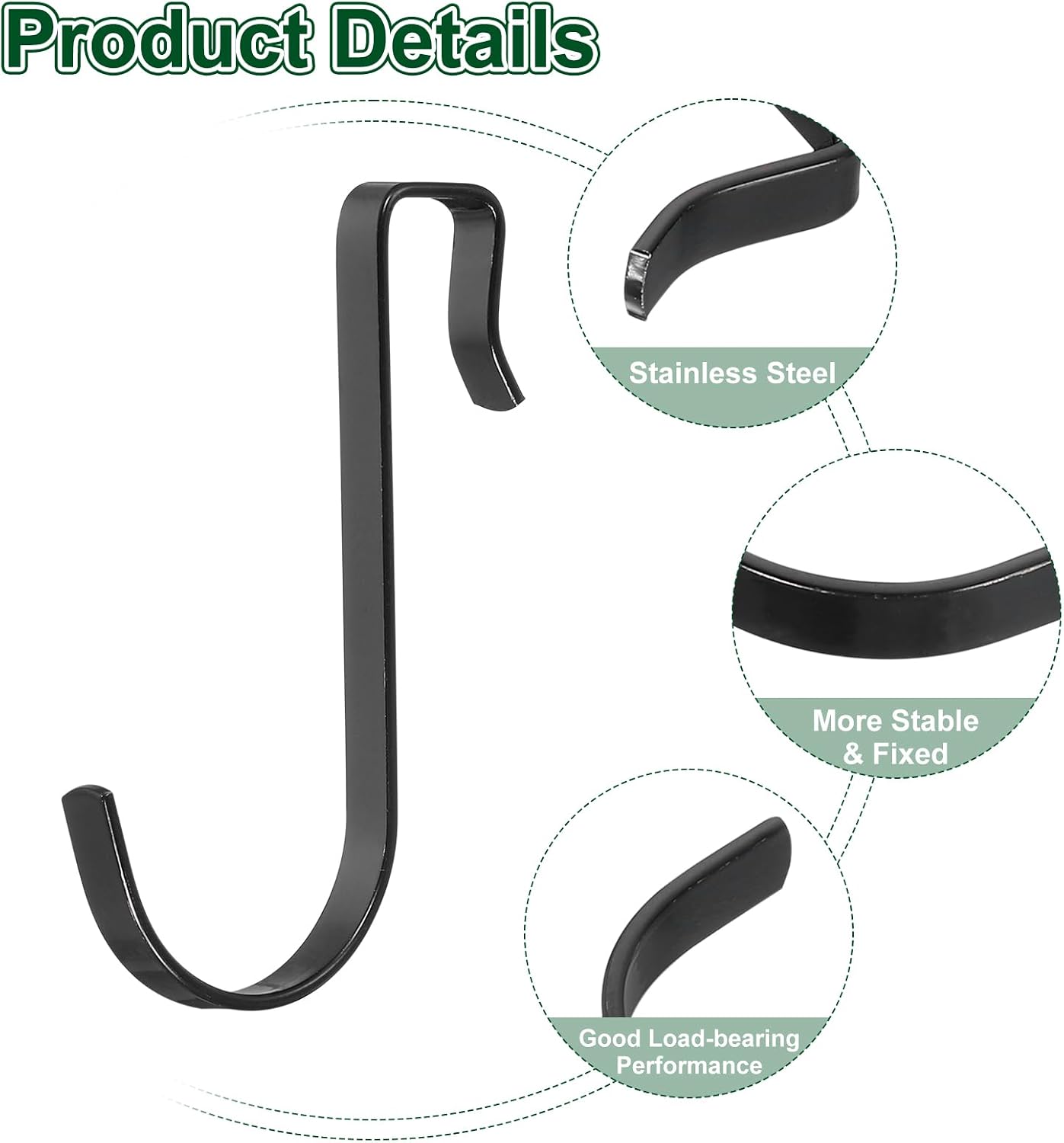 uxcell 15Pcs J-Shaped Hook, Hanging Sink Grid Hooks Fit 10mm OD for Hanging, Drying, Kitchen Spoon Hanger Supermarket, Black image 3