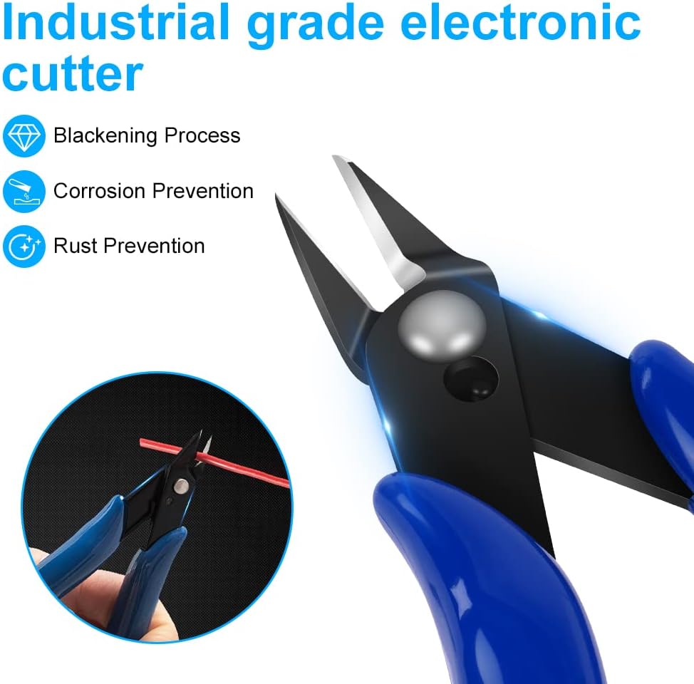 Ainiv Wire Cutters, Spring-loaded Side Cutters Flush Cutters, Diagonal Cutters Precision Side Cutters, Diagonal Cutting Pliers in CRV Steel, Heavy Duty Cutting Pliers for Electrical, Homes