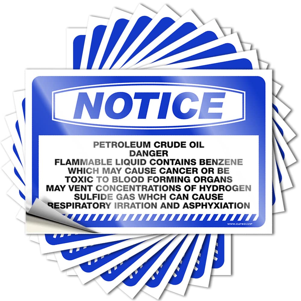 Funny House Stickers Cute Water Bottle - Door Peel and Stick Notice Petroleum Crude Oil Danger: Fade Resistant Desk Signs for Office(12X18CM-6Pcs)