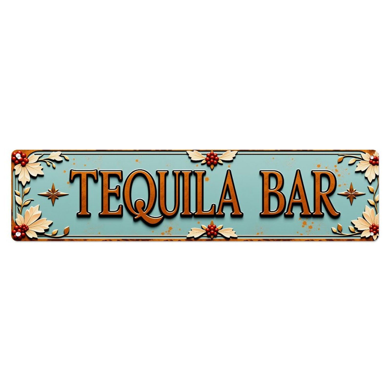 Ndieha Vintage Tequila Bar Sign Decorative Pattern Tin Sign Metal Poster Retro Bar, Home, Man Cave, Kitchen, Laundry Room Wall Art Decor Gift 4X16 Inch