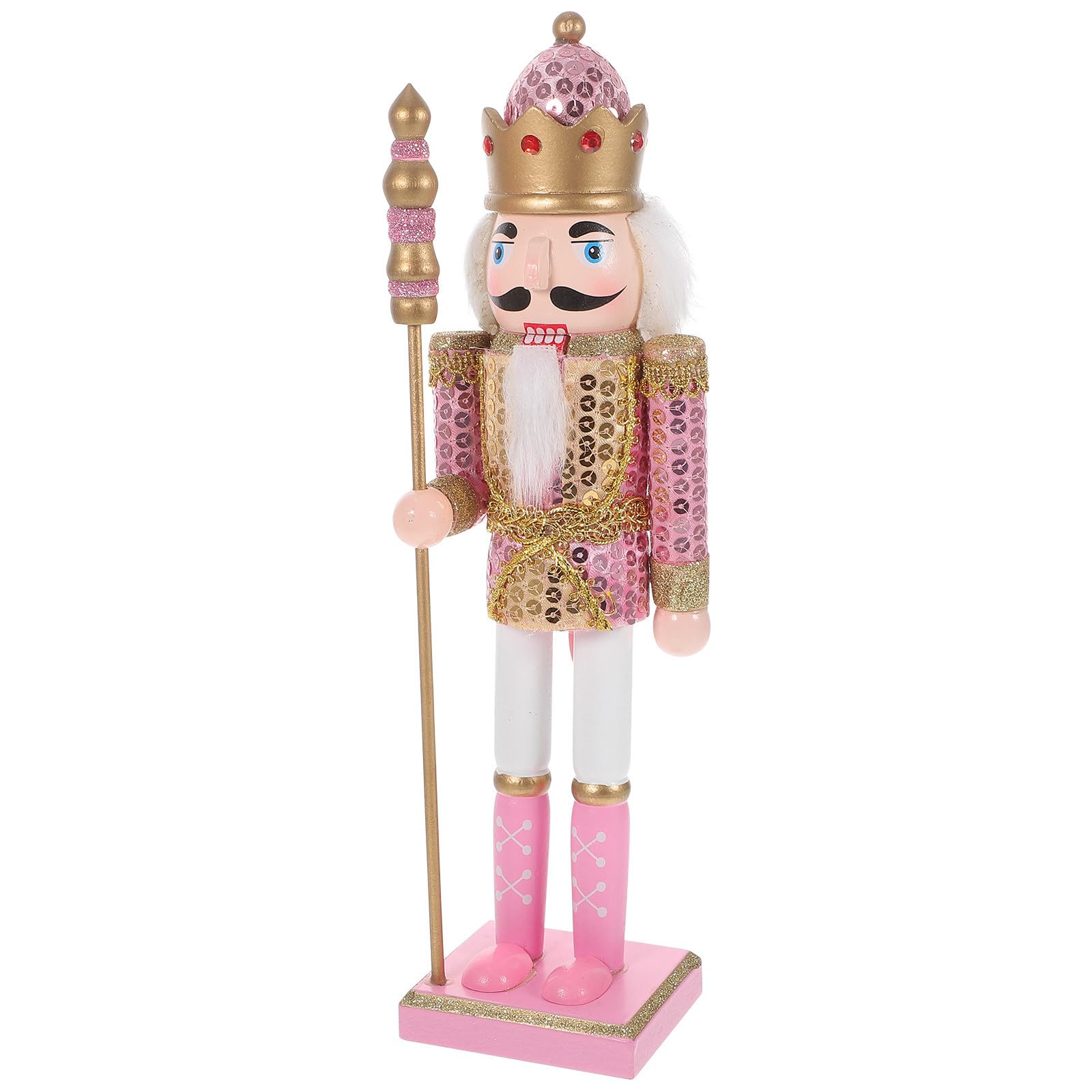 HOMSFOU 2 Pezzi Legno Ornamento Schiaccianoci Rosa Corona per Natale