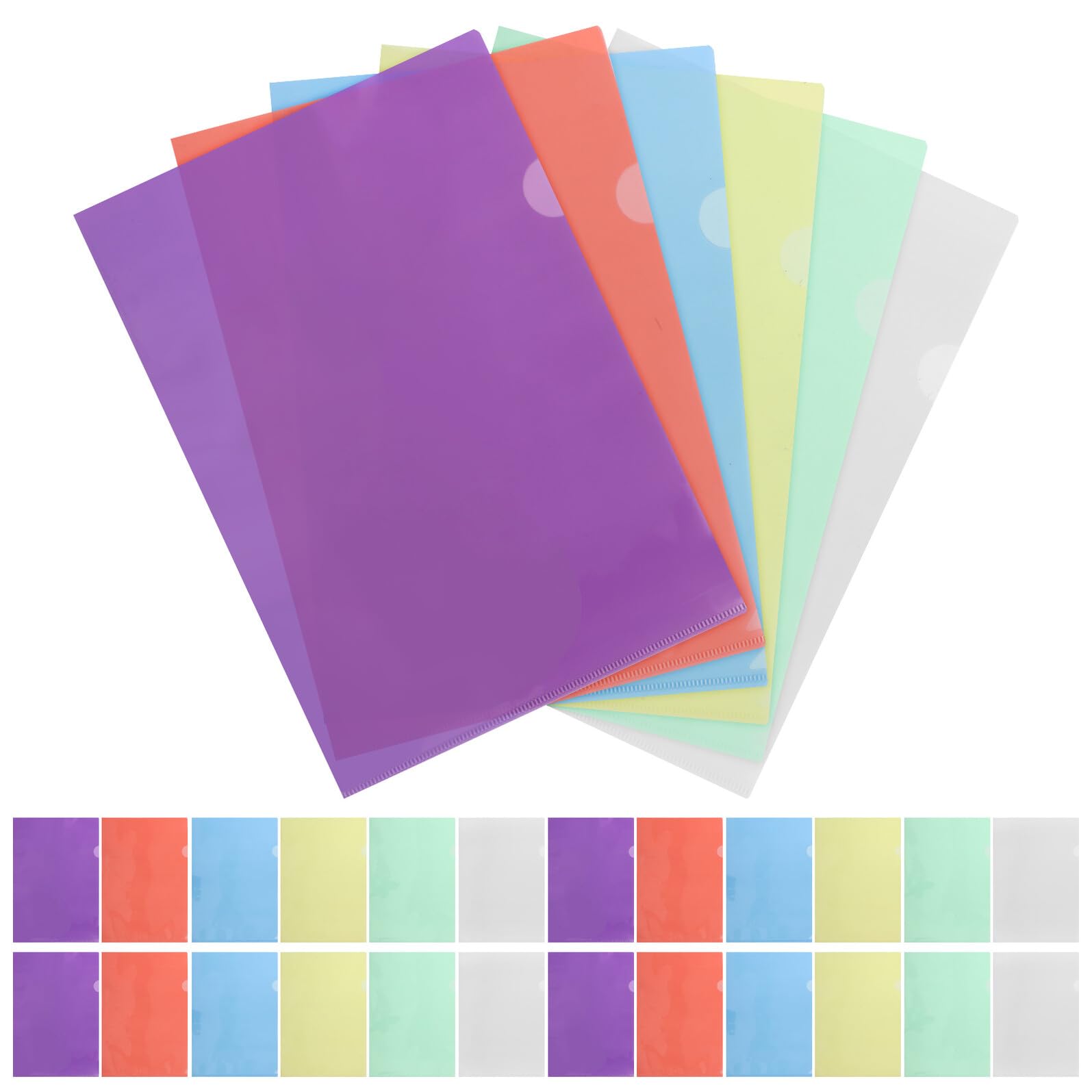 36 pezzi Cartelline Trasparenti in Plastica Colorata Tasche Porta Documenti Leggere e Portatili per Scuola e Ufficio Organizzazione Facile con Ampia Capacità e Accesso Rapido