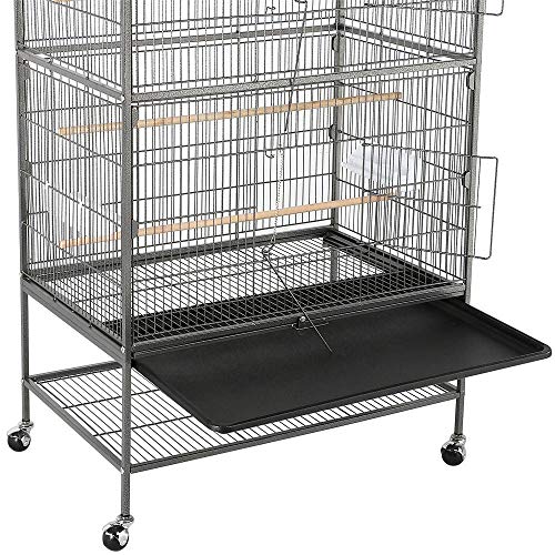 Topeakmart Wrought Iron Large Flight Parrot Bird Cage with Rolling Stand for Multiple Parakeets Conure Cockatiel Cage - Image 7