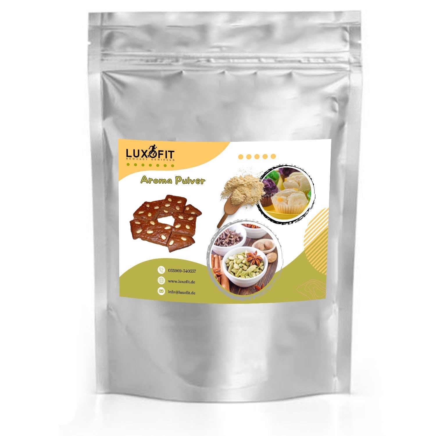 Luxofit Lebkuchen Aroma Pulver, Aromatisierung von Lebensmitteln und Getränken, Pulveraromen in der Gastronomie, GMO-frei, Vegetarisch und Vegan, Kosteneffizient, Made in Germany (1 Kg)