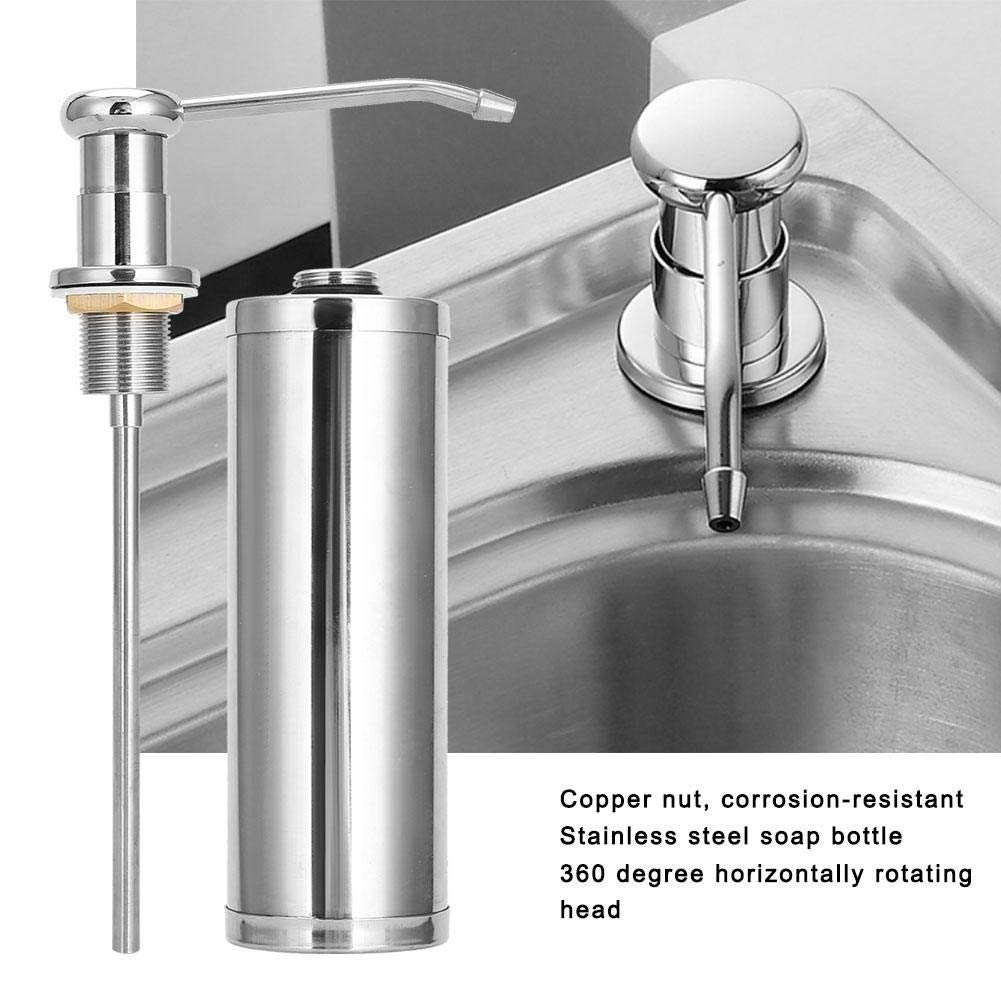 Fdit 300ml Dispenser di sapone in acciaio inossidabile Pompa a mano detergente liquido per lavello da domestica Uso Dispenser di sapone