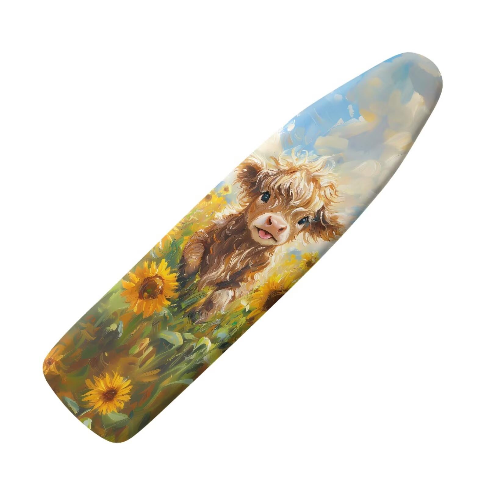 ZIATUBLES Sunflower Highland Cow Print Polyester Ironing Board Cover with Hook and Loop Fastener Straps Iron Padding Covers Home Accessories Heat Ressiatant for Laundry Clothing Shop, M — image 1