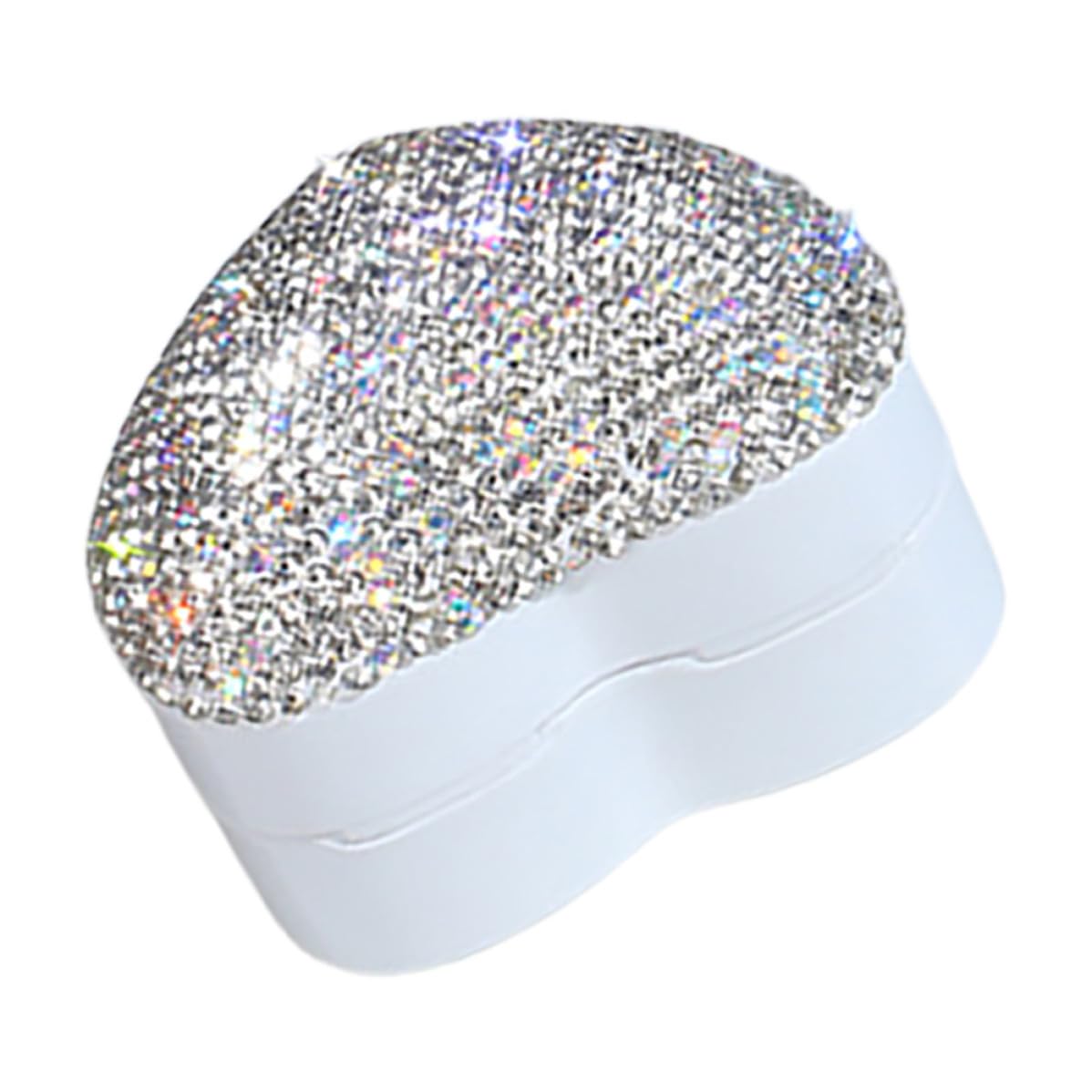 TOPBATHY 4 Pezzi Cofanetto Gioielli a Cuore con Strass, Argento, per Anelli | Plastica Floccata, Inserto Rimovibile, Illuminazione Automatica, per Nozze e Anniversario, Decorazione Romantica
