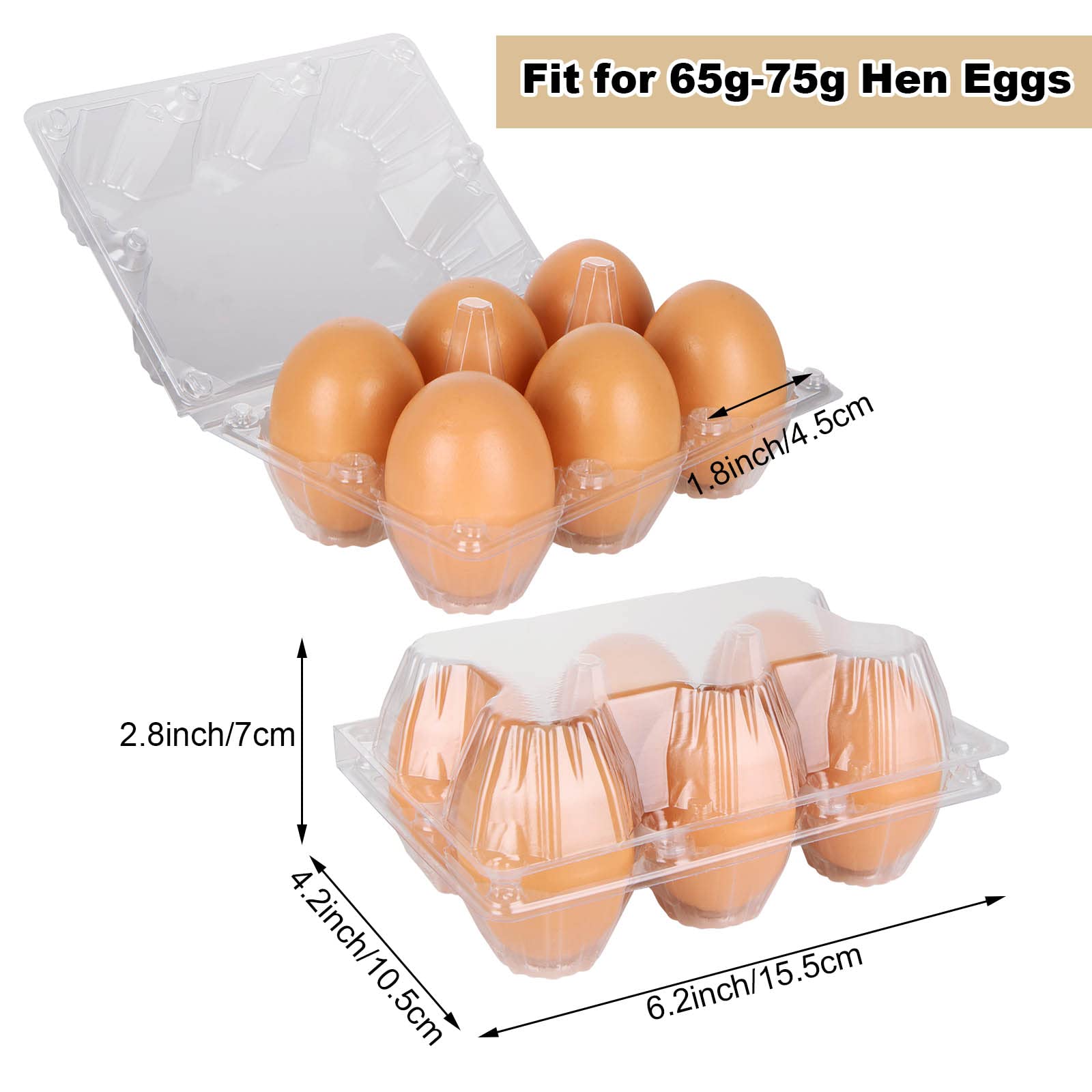 Lot De 100 Boîtes à Œufs En Plastique 6 Œufs - Transparent Réutilisable Pour Poulailler Et Réfrigérateur