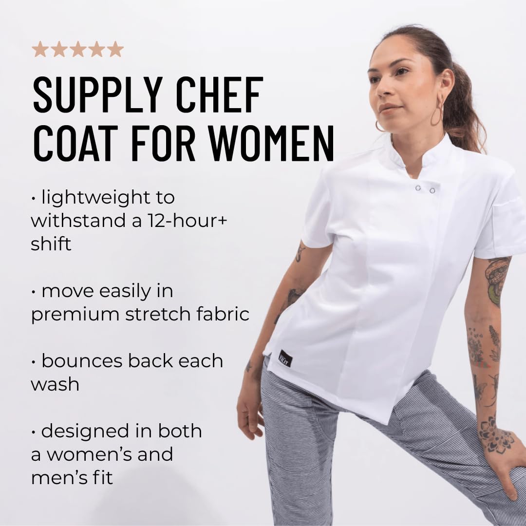 TILIT Supply Chef Coat for Women (White, Large) | Premium Chef Coat for Women | Quality Design and Functionality