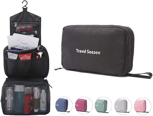 Neceser colgante de lona Estuche de viaje compacto Organizador de cosméticos Kit de higiene de cuidado personal Bolsa de accesorios de baño