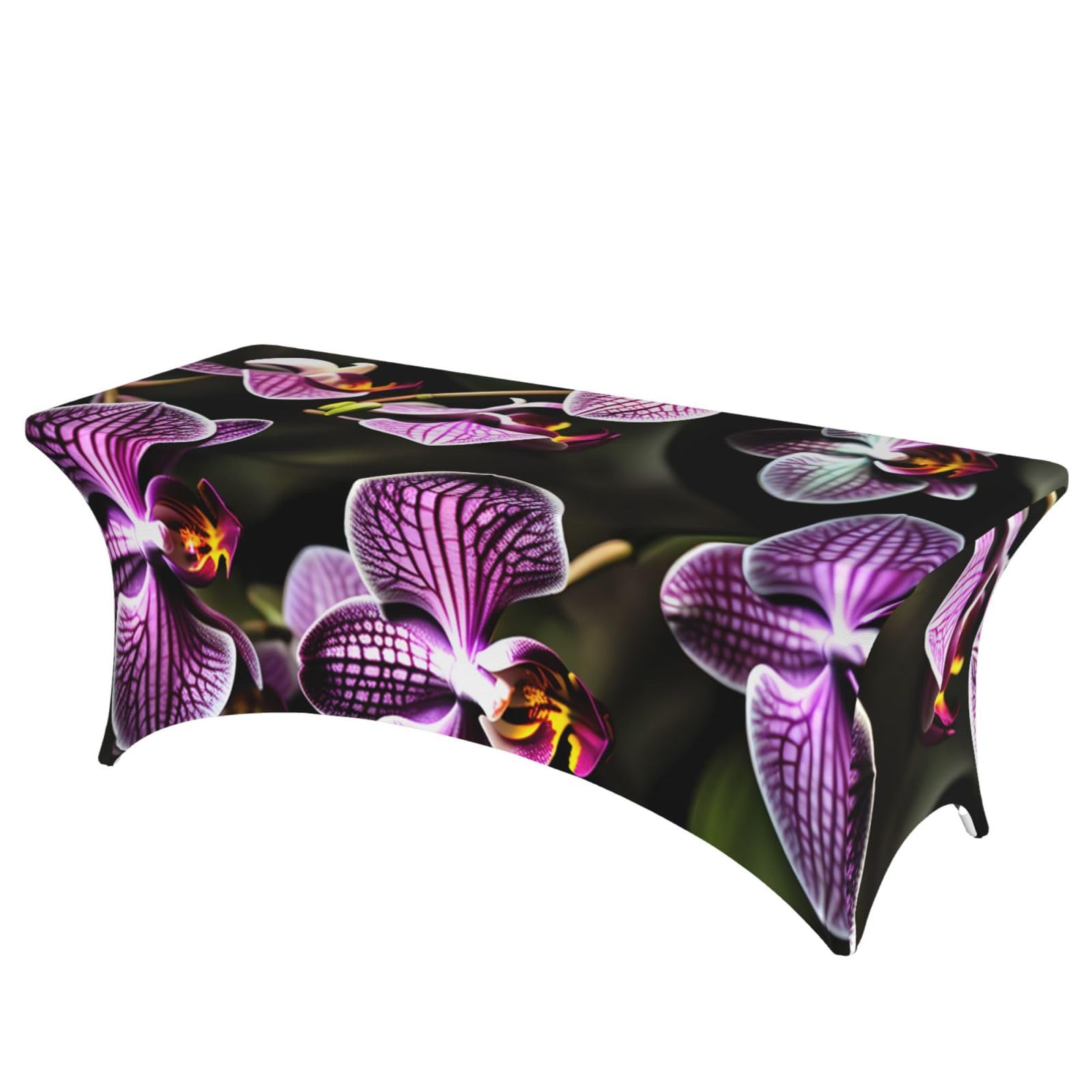 NImongt Purple Orchids Print Print Elastic Rectangular Tablecloth Holidays Family Banquet Wedding Party Table Cover