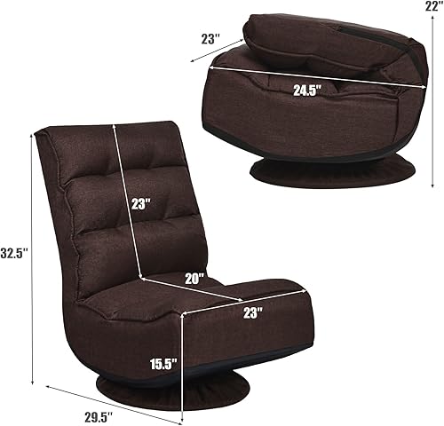 Miniatura 3 de Giantex - Silla gamer giratoria de 360 grados, silla plegable ajustable con 6 posiciones, soporte de muelle de casi 136 kg, respaldo acolchado