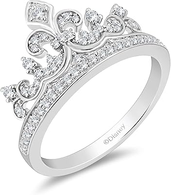 Enchanted Disney Fine Jewelry Sterling Silver 1/4 Cttw Princess Disney Crown Ring