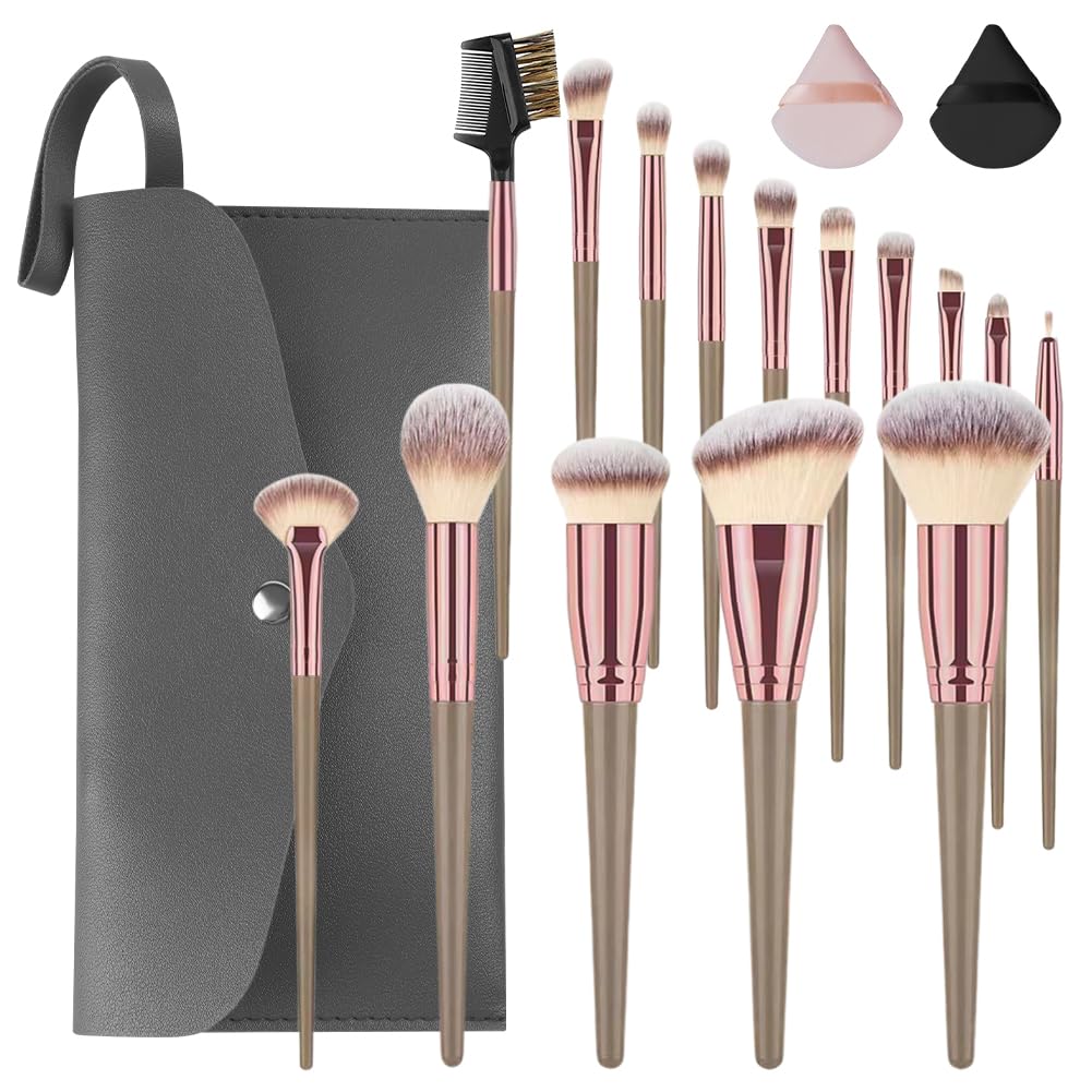 Vicloon Pinselset Makeup, 15 Stück Professionelle Pinsel Set, Premium Makeup Pinsel Set, Schminkpinsel Set, Foundation Puder Lidschatten Concealer Pinsel für Gesicht und Auge Mit Schminktasche