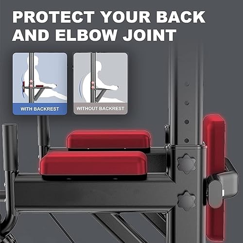 Miniatura 3 de Power Tower - Soporte de barra de dominadas para el hogar, estación de inmersión de altura ajustable, equipo de entrenamiento de fuerza