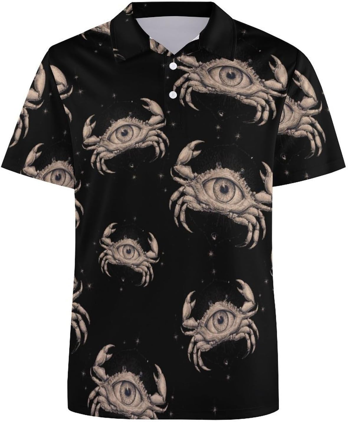 Crab Eye Cancer Constellation Golf Polo Shirts for Men Casual T Shirts 5X-Large