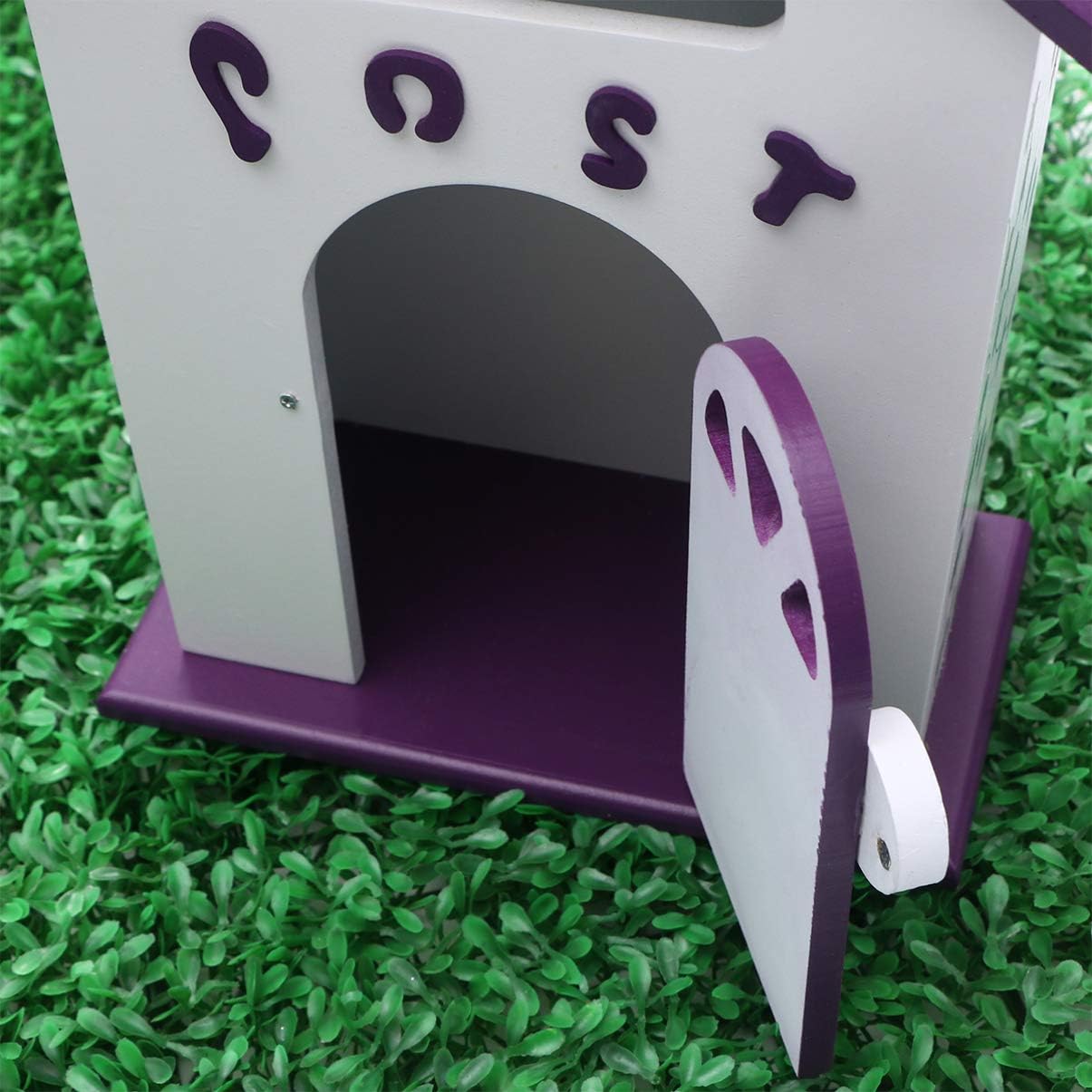 Wood Bird House Mailbox Farmhouse Style Mailbox Metal Decor Hand Decor Metal Trim Rustic Out Door Wall Mount Outdoor Bamboo Safe Purple